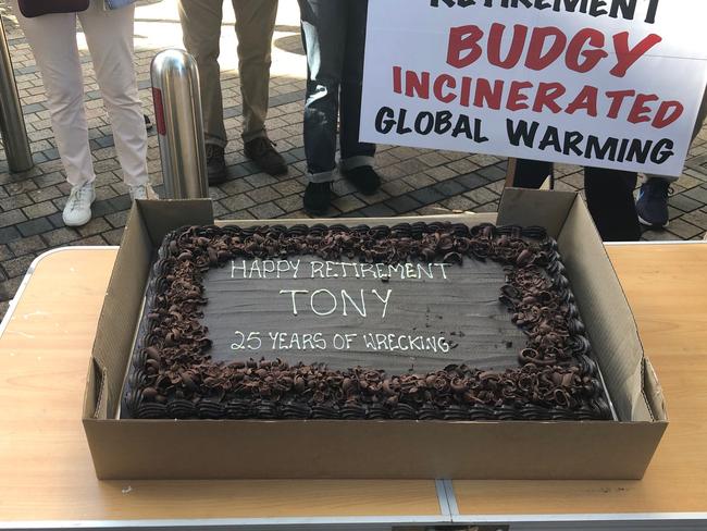 Members shared the giant chocolate cake following the speeches.