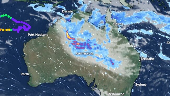 Rain forecast to hit the NT on Saturday. Picture: Zoom.Earth