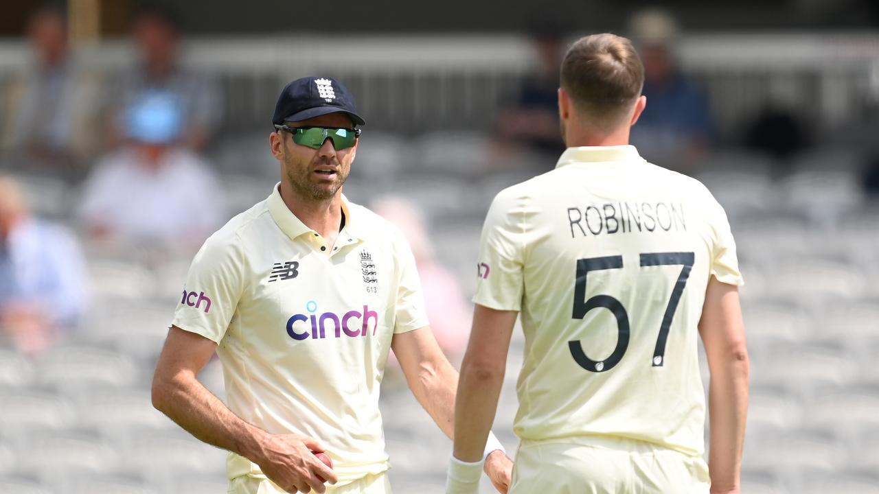 James Anderson and Ollie Robinson are two England players in hot water of past social media posts. (Photo by Shaun Botterill/Getty Images)