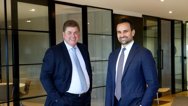 Centuria Capital joint CEOs John McBain (L) and Jason Huljich (R) said the company would grow strongly in the alternative healthcare, agriculture and non-bank lending sectors. Picture: Hollie Adams/The Australian