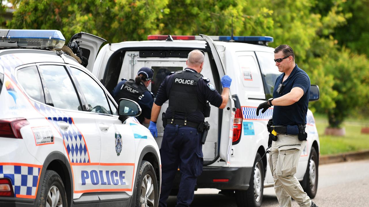 Townsville Police arrest two 18yo men, in relation to an alleged stolen car involved in the death of Jennifer Broad. Picture: Alix Sweeney