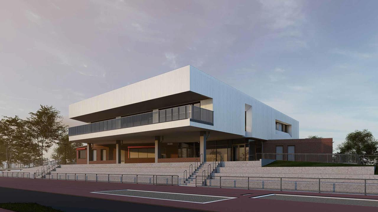 Render of the proposed new pavilion at the Landy Athletics Field. Picture: Supplied