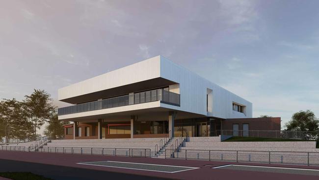 Render of the proposed new pavilion at the Landy Athletics Field. Picture: Supplied