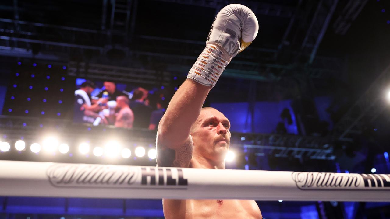 Oleksandr Usyk celebrates after being crowned the new World Champion. (Photo by Julian Finney/Getty Images)