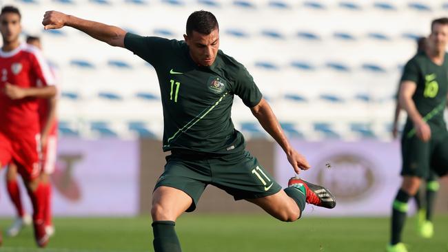 Socceroos striker Andrew Nabbout is in doubt for Australia’s next Asian Cup clash, against Palestine. Picture: Getty Images 