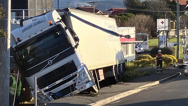 Truck driver believed to have suffered a medical episode before fatal crash on Clarence St, Bellerive near the Quay. He was announced dead on the scene. Picture: Chris Kidd