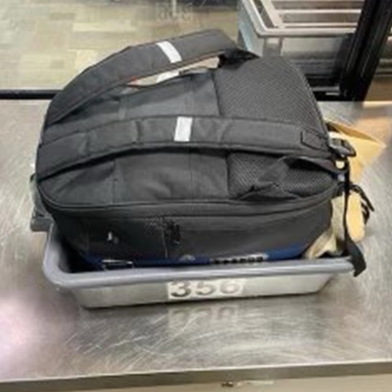 The dog was inside this black backpack that was put through security screening. Picture: TSA Great Lakes