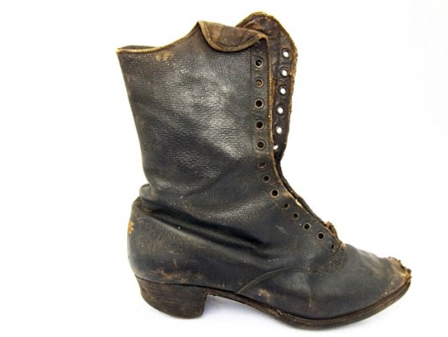 Boots, like this Victorian ladies item, have been regarded as traps for evil spirits since the 14th Century.