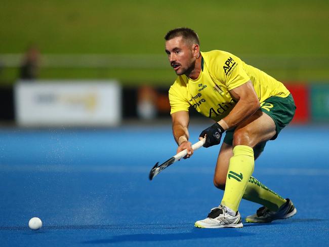 Jeremy Hayward scores, and celebrates, after kcikstarting yet another come-from-behind win for the Kookaburras against India in Perth. Picture: Hockey Australia