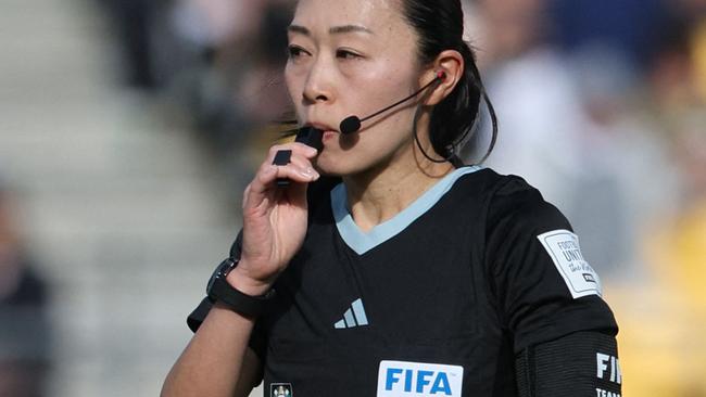 Japan's referee Yoshimi Yamashita is seen during the Australia and New Zealand 2023 Women's World Cup Group E football match between the United States and the Netherlands at Wellington Stadium, also known as Sky Stadium, in Wellington on July 27, 2023. (Photo by Marty MELVILLE / AFP)