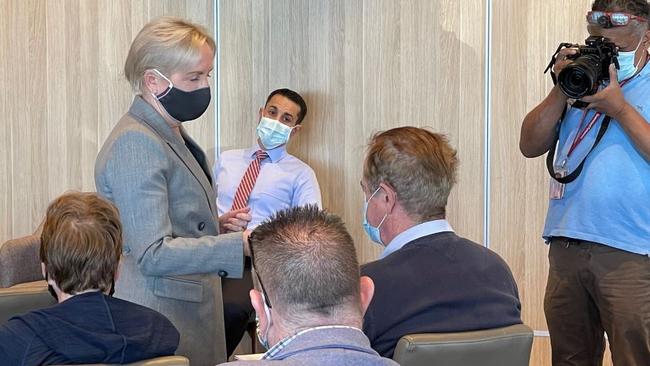 LNP health spokesperson Ros Bates and LNP leader David Crisafulli at a town-hall meeting on health at Pimpama at the northern Gold Coast.