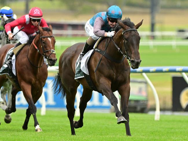 MELBOURNE, AUSTRALIA - FEBRUARY 28: Alana Kelly riding   Into You winning Race 3, the Tobin Brothers Celebrating Lives during Melbourne Racing at Sandown Hillside Racecourse on February 28, 2024 in Melbourne, Australia. (Photo by Vince Caligiuri/Getty Images)