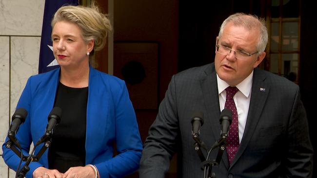 Senator Bridget McKenzie and Prime Minister Scott Morrison. Picture: AAP / Marc Tewksbury