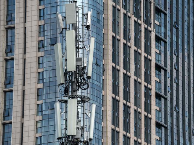 A cell phone tower used for a 5G network. Picture: Nicolas Asfouri/AFP