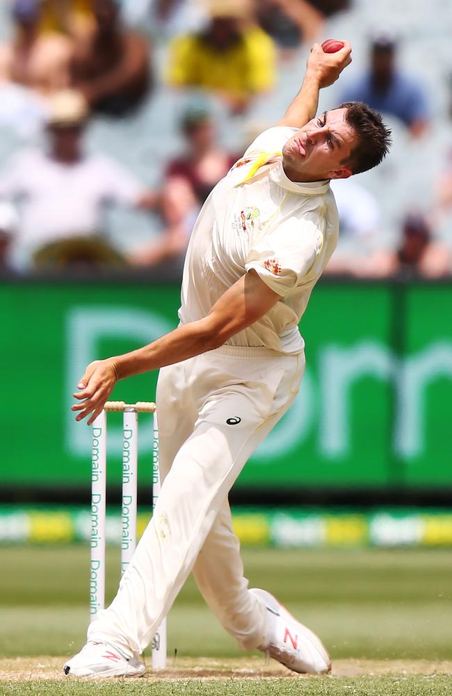 Cummins steamed in and was the only bowler to get real reward on a lifeless MCG deck. Picture: Getty Images