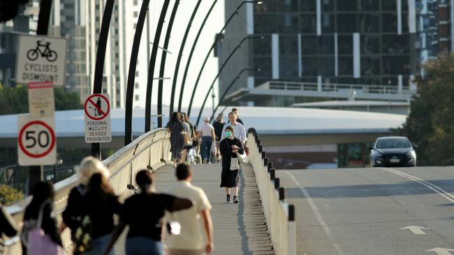 People wearing masks in Brisbane.