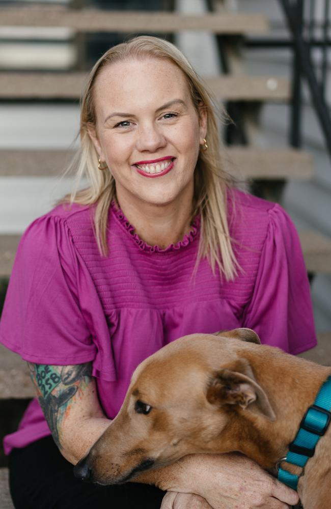 AnimalKIND's Amanda Holly with a rescue greyhound. Picture: Supplied