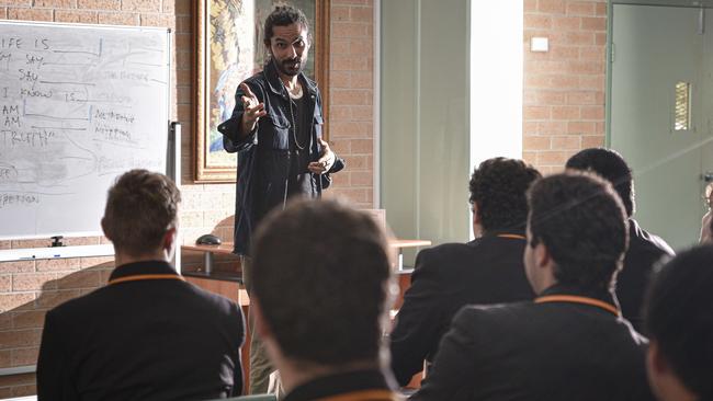 Luka Lesson, a slam poet and a self described "conscious hip-hop artist" at Champagnat Catholic College. Picture: Flavio Brancaleone