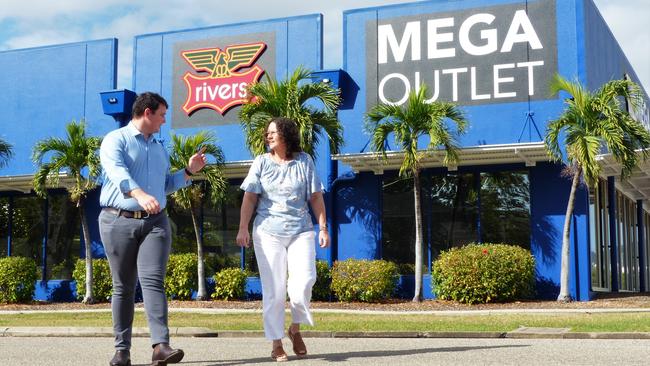 Colliers leasing executive Reagan Stokley and store manager Meredith Kenny at the Rivers Mega Store opening in 2023. Picture: Blair Jackson