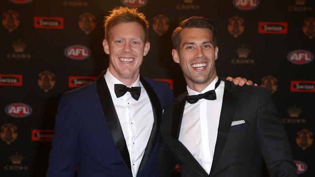 Richmond’s Jack Riewoldt and Alex Rance. Pic: Michael Klein