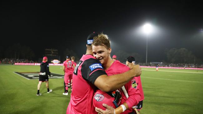 Josh Phillippe was the star of the show scoring an unbeaten 83 off 52 balls in the Sydney Sixers win over Adelaide Strikers in the Big Bash League cricket match at Coffs International Stadium in Coffs Harbour, Sunday, January 5, 2020. Photo: Jason O'Brien / AAP