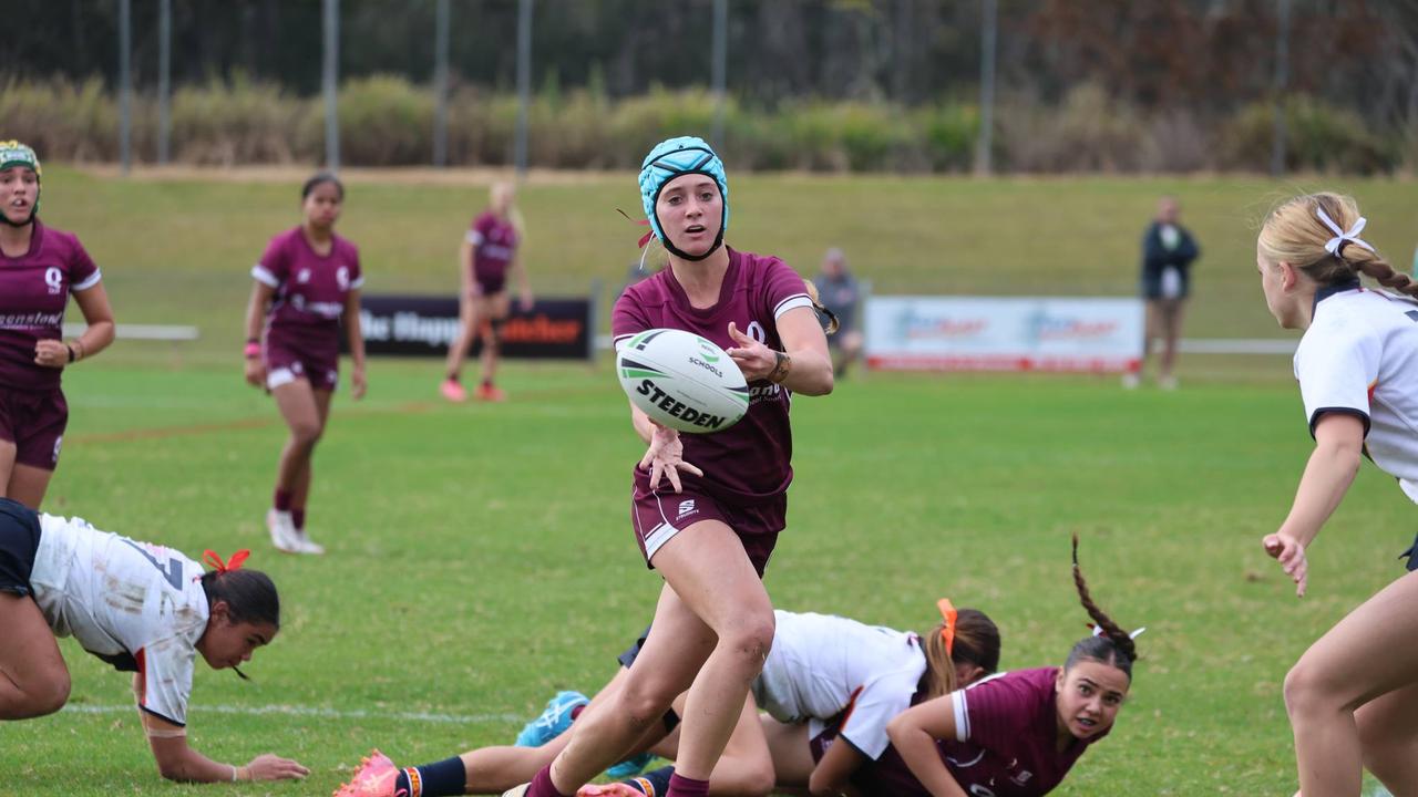 Torah Luadaka playing for Queensland at last year’s ASSRL Under-16 National Championships in Port Macquarie. Picture: Heather Murry/ASSRL