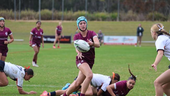 Torah Luadaka playing for Queensland at last year’s ASSRL Under-16 National Championships in Port Macquarie. Picture: Heather Murry/ASSRL