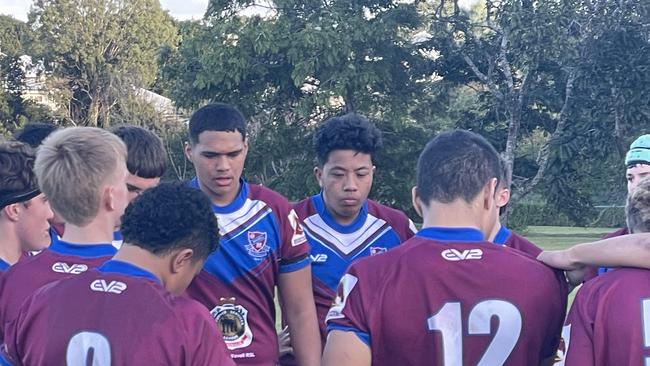 Wavell SHS Langer reserves reflect on the halftime address.