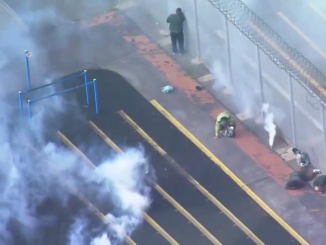 Teargas used on inmates during a riot at Long Bay jail. Picture: 7News