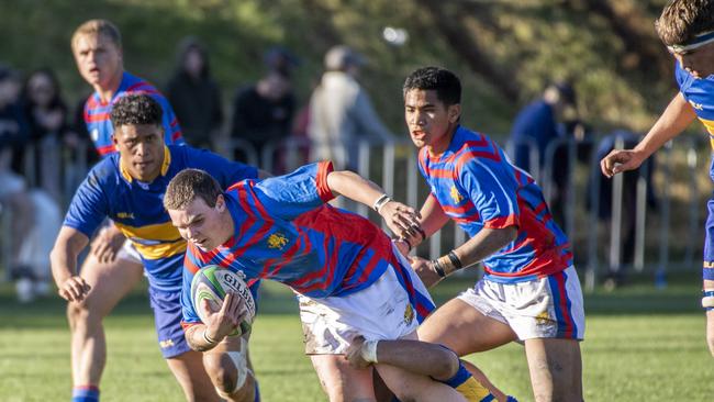 Michael Toohey for Downlands. O'Callaghan Cup at Toowoomba Grammar School, Grammar vs Downlands. Saturday, July 24, 2021. Picture: Nev Madsen.