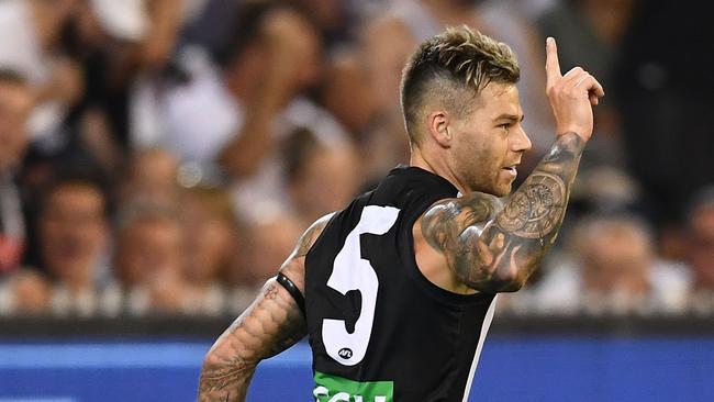 Jamie Elliott made a dream start to his return for Collingwood. Picture: Quinn Rooney/Getty Images. 