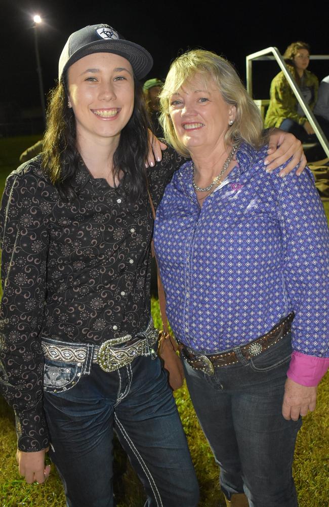 Jari Davis, from Mackay, with her godmother Veronica Bray, from Brisbane. This is Veronica's second rodeo. Jari dressed her for the, at the Sarina CRCA Rodeo. Photo: Janessa Ekert