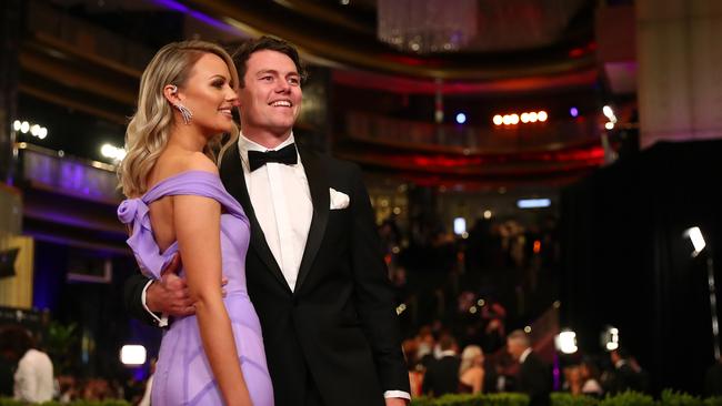 Lachie Neale and Julie at last year’s Brownlow. Picture: Getty Images