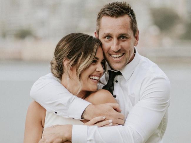 Newcastle Knights halfback Mitchell Pearce and fiancée Kristin Scott. Picture: Instagram