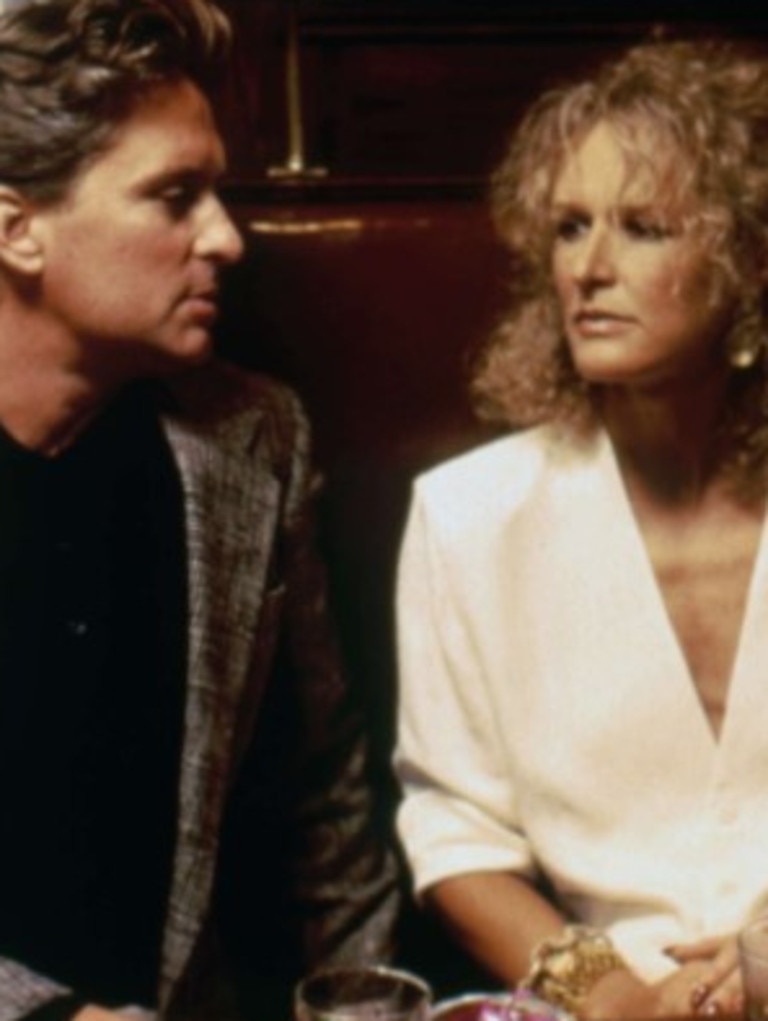 Close and Michael Douglas in <i>Fatal Attraction</i>.