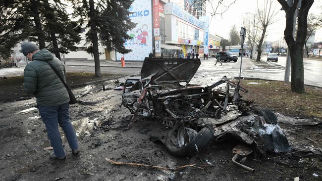 The scene of recent shelling in Donetsk, Russian-controlled Ukraine, on January 29, 2024, amid the Russia-Ukraine conflict. Picture: AFP