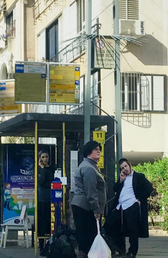 Malka Leifer at a bus stop while shopping in the city of Bnei Brak in central Israel. Picture: Jewish Community Watch