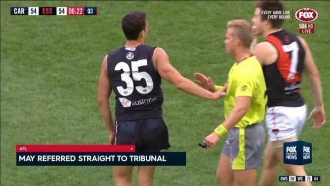 Ed Curnow was eventually rubbed out for making intentional contact with an umpire.