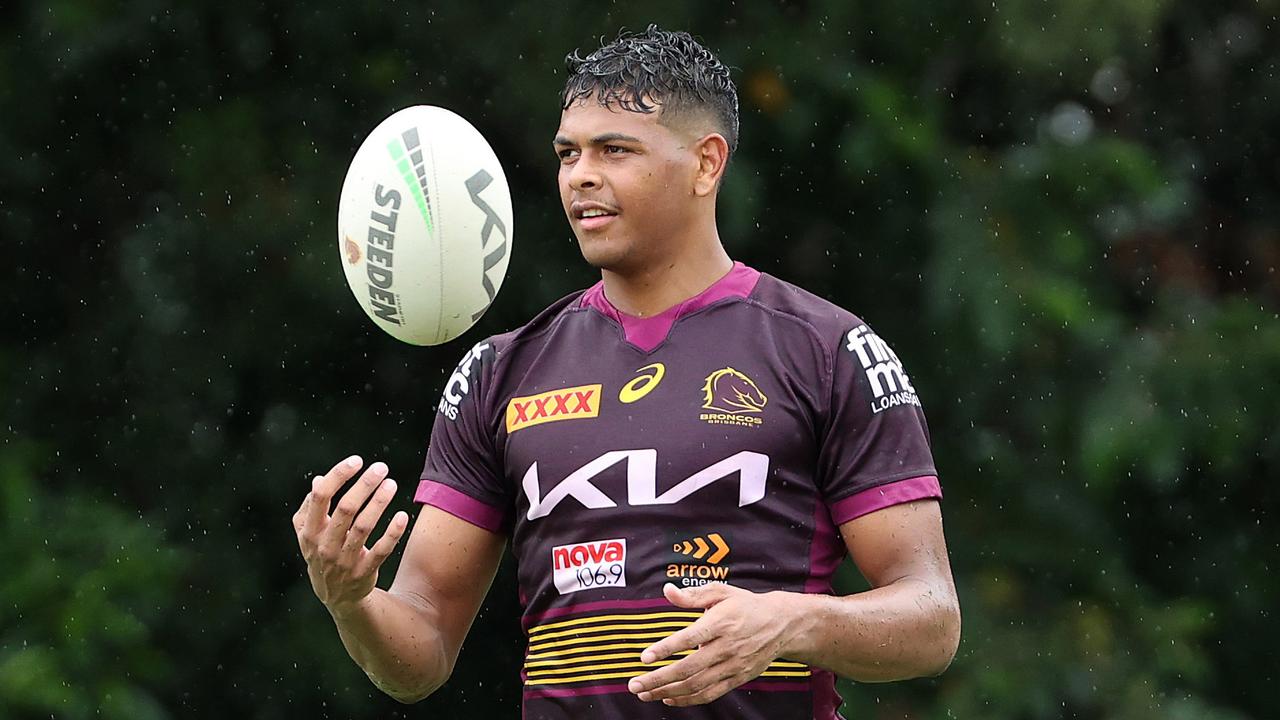 Selwyn Cobbo will get a chance to impress at fullback in the Broncos’ trial against the Cowboys. Picture: Liam Kidston