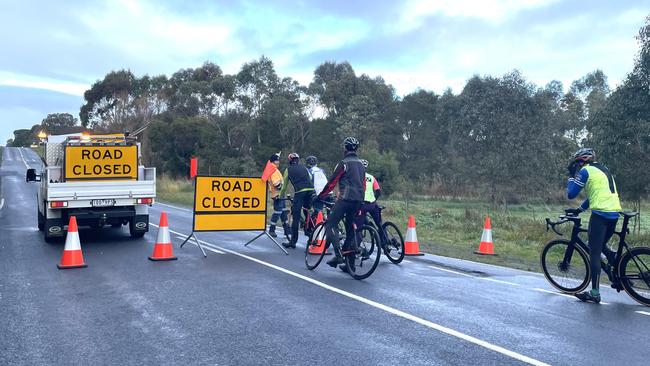 The road has been closed at Hendy Main Road after a fatal crash at Moriac on Saturday. Photo: Alan Barber.