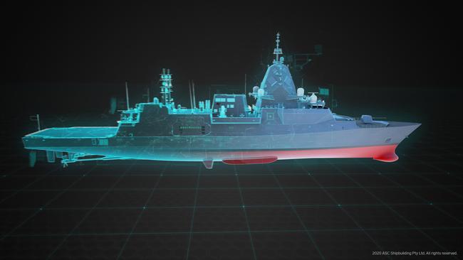 A mock-up of the Hunter-class frigate by the ship’s designer, BAE Systems.