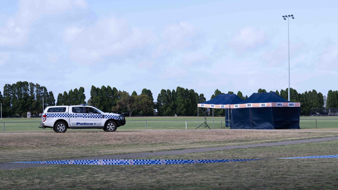 Crime scene at Evans Reserve in Norlane. Picture: Brad Fleet