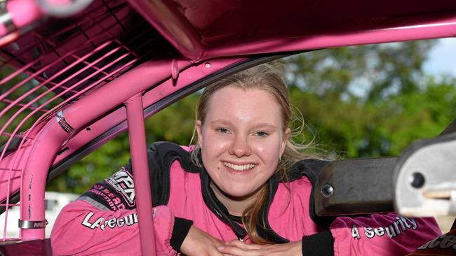 BRAVE BATTLER: Rising Maryborough Speedway talent Ashleigh Moller, 16, will hit the track in a new car. Picture: Matthew McInerney