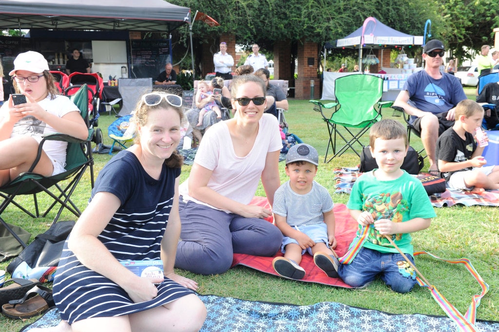 Sarah and Elijas IcIvor with Elizabeth and Hunter Stanford at the Newcastle Permanent Cinema Under the Stars on Friday, February 3. Picture: Caitlan Charles