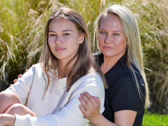 Paula Gust, of Apsley in Victoria and her daughter Holli, a Seymour College student. Paula has resorted to buying a house at Naracoorte so she can keep her family together, Tuesday November 24, 2020. Pic: Brenton Edwards