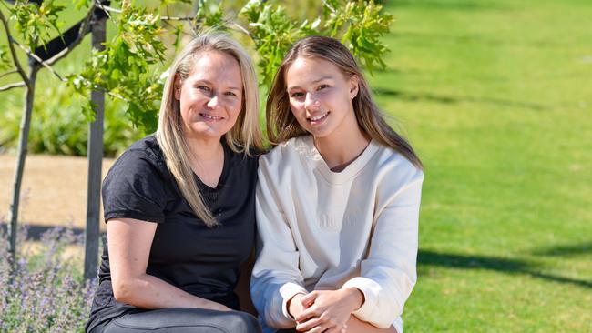 Paula Gust - with her daughter Holli, a Seymour College student - resorted to buying a house in Naracoorte to keep her family together. They have a farm over the Victorian border, in Apsley. Picture: Brenton Edwards