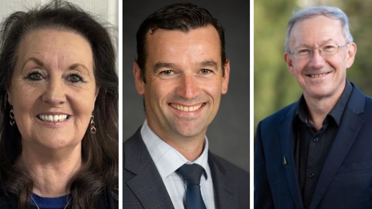 Owen Sharkey (centre) comfortably defeated Helena Kirby and Gavin Gamble to again become Golden Plains Shire mayor.