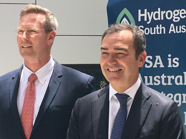 Pellekaan Energy and Mining Minister Minister Dan van Holst Pellekaan and PremierSteven Marshall at Tonsley Innovation District, December 2019. Picture:Chris Russell