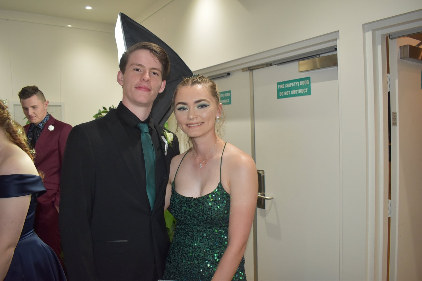 <p>Bailey Anson and Lily Browning enjoying themselves at the formal.</p>