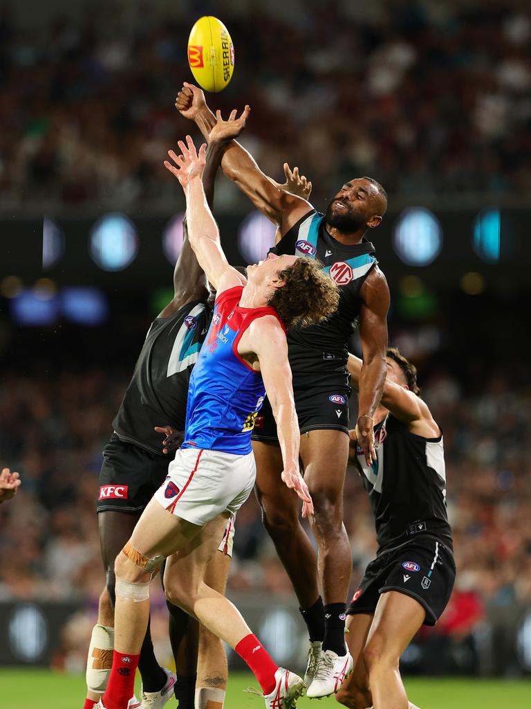 Esava Ratugolea made a couple of costly defensive errors. (Photo by Sarah Reed/AFL Photos via Getty Images)